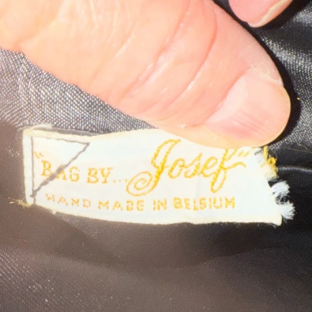 Vtg. Bag by Josef Black Beaded Evening Bag Clasp and strap